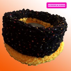 LEO fripouille noir pompons multicolor
