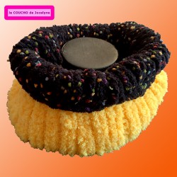 LEO fripouille noir pompons multicolor