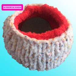 ZOE fripouille blanc pompons corail